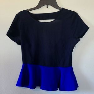 Forever 21 Navy and Royal Blue Peplum w/open back